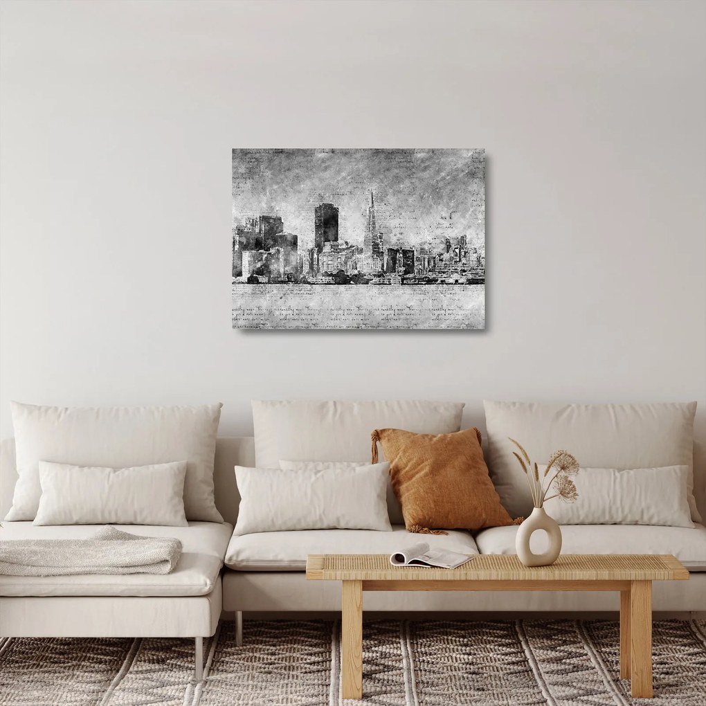 Tablou pe sticlă - Oraș de artă de cafea (70x50 cm)