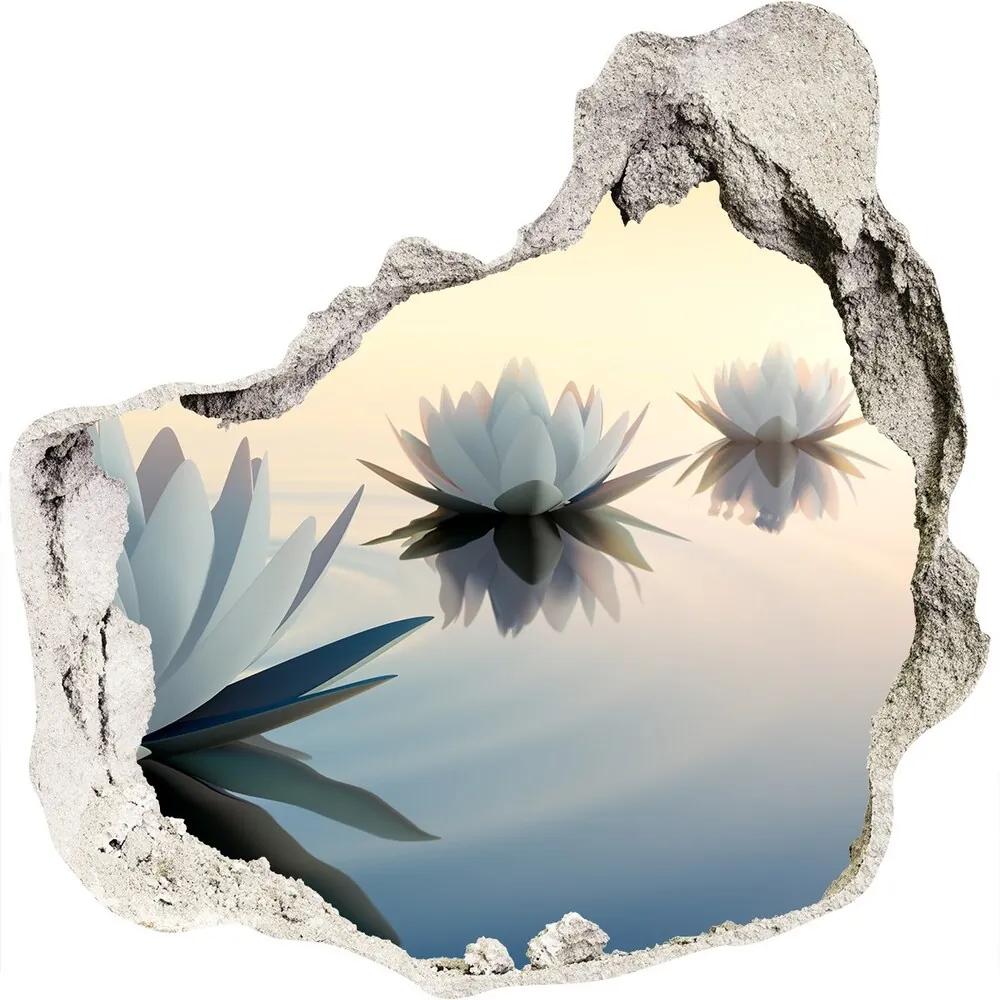 Autocolant de perete gaură 3D Flori de lotus