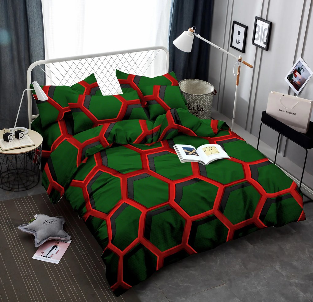 Lenjerie de pat din microfibra Culoare verde inchis, ZORINO