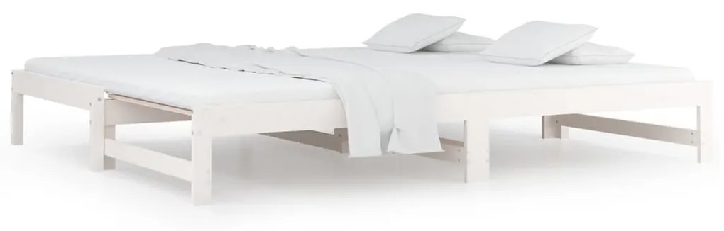 832654 vidaXL Pat de zi extensibil, alb, 2x(90x190) cm, lemn masiv de pin