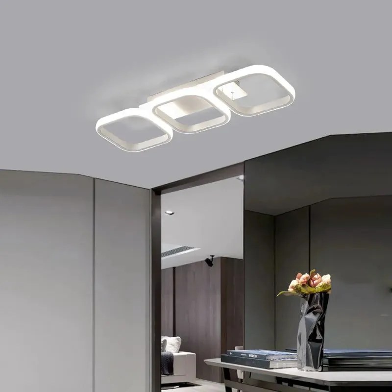 Lustra LED Plafoniera, 3 Tipuri De Lumina, 54W, Alb Patrata