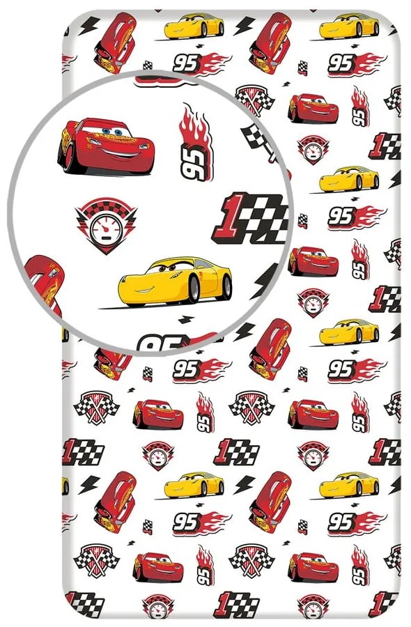 Cearceaf pentru copii din bumbac cu elastic 90x200 cm Cars "McQueen" – Jerry Fabrics