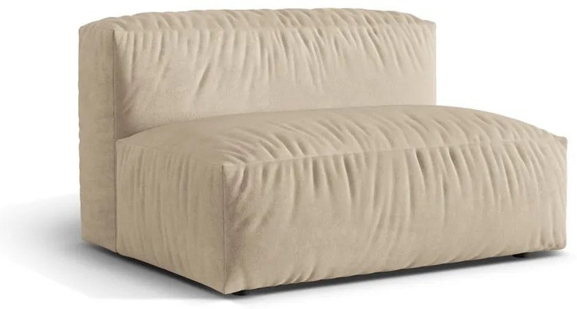 Modul pentru canapea modulară bej cu tapițerie din catifea (de mijloc) Martina – Micadoni