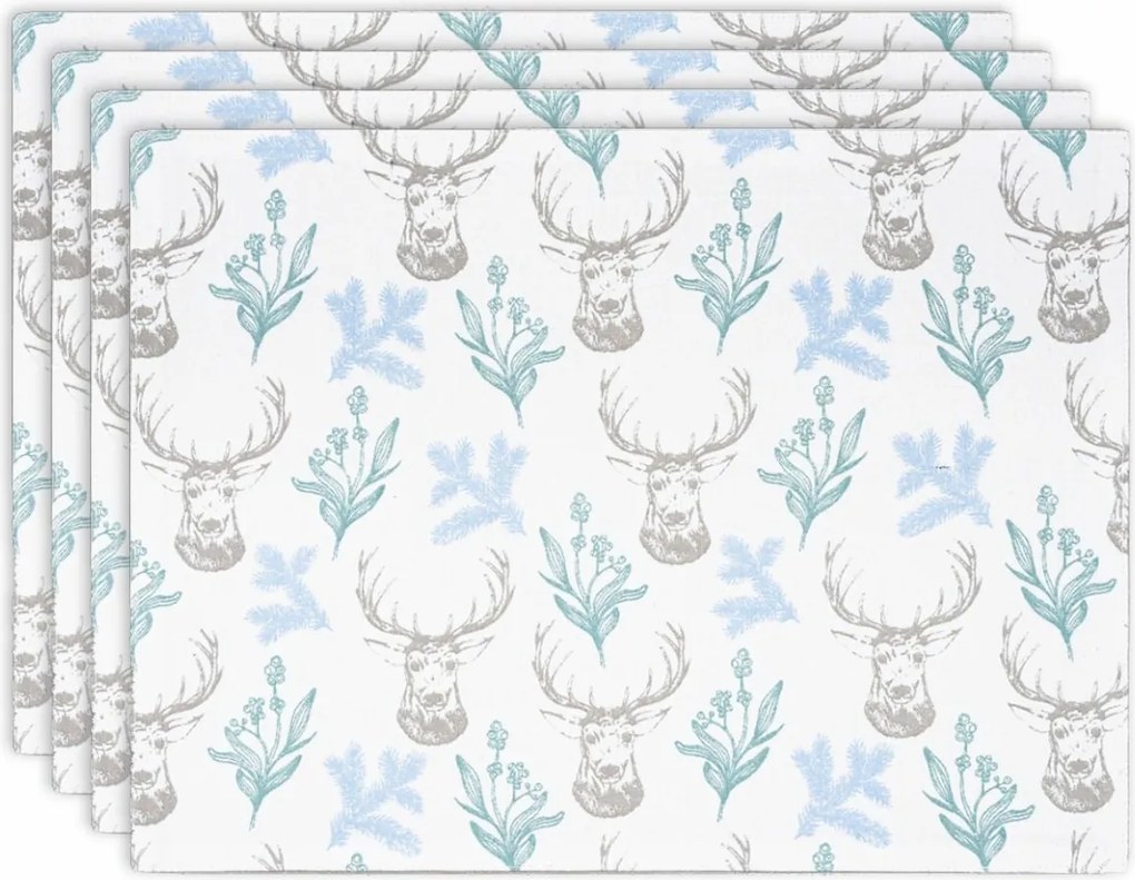 Set avantajos de naproane de masă de Crăciun Ren, 33 x 45 cm, 4 buc.