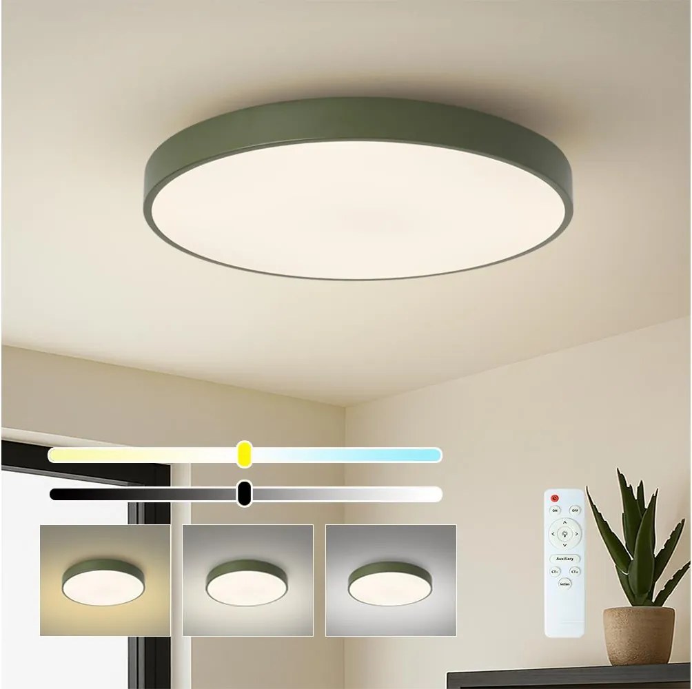 Brilagi - Plafonieră LED dimabilă POOL, 60 W, 230 V, 3000–6000 K, Ø 60 cm, verde + telecomandă