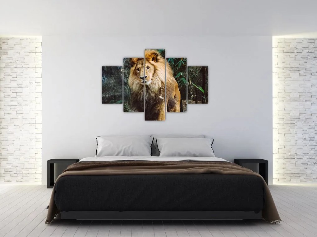 Tablou cu leu în natură (150x105 cm)