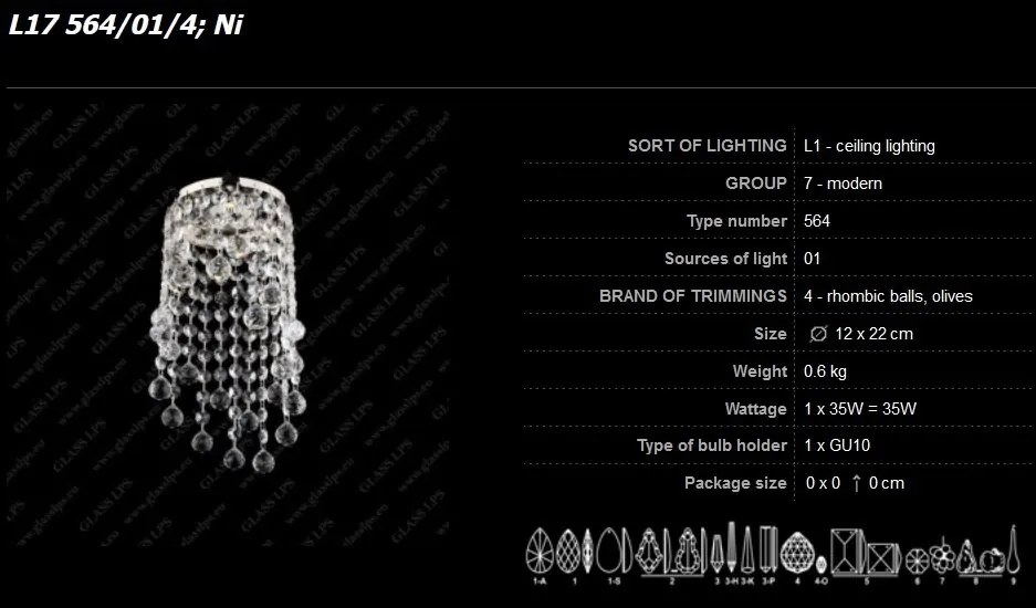 Spot tavan fals cristal Bohemia L17 564/01/4