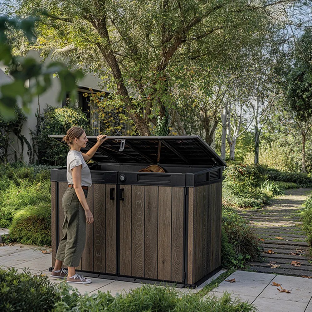 Cutie de depozitare pentru grădină din plastic Signature, 2020 L, nuc