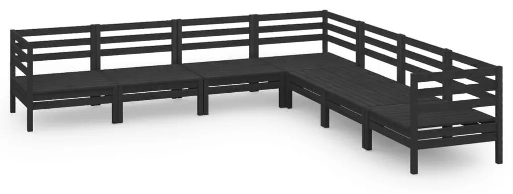 3083098 vidaXL Set mobilier de grădină, 7 piese, negru, lemn masiv de pin