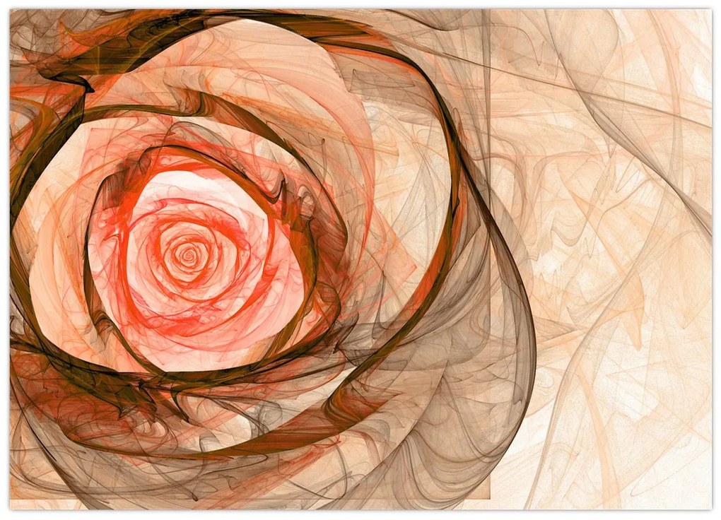 Tablou pe sticlă - Abstract trandafir roz cu fundal alb (70x50 cm)