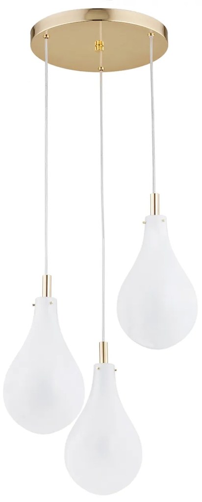 Lustra cu 3 Pendule sticla design decorativ OAKLAND alb/auriu