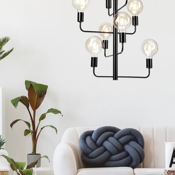 Lustră pe lanț ORLANDO 8xE27/60W/230V neagră