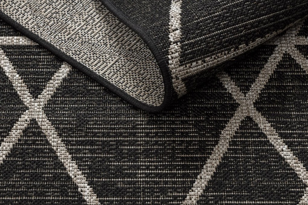 Covor sisal Floorlux 20508 negru si argint Triunghiuri