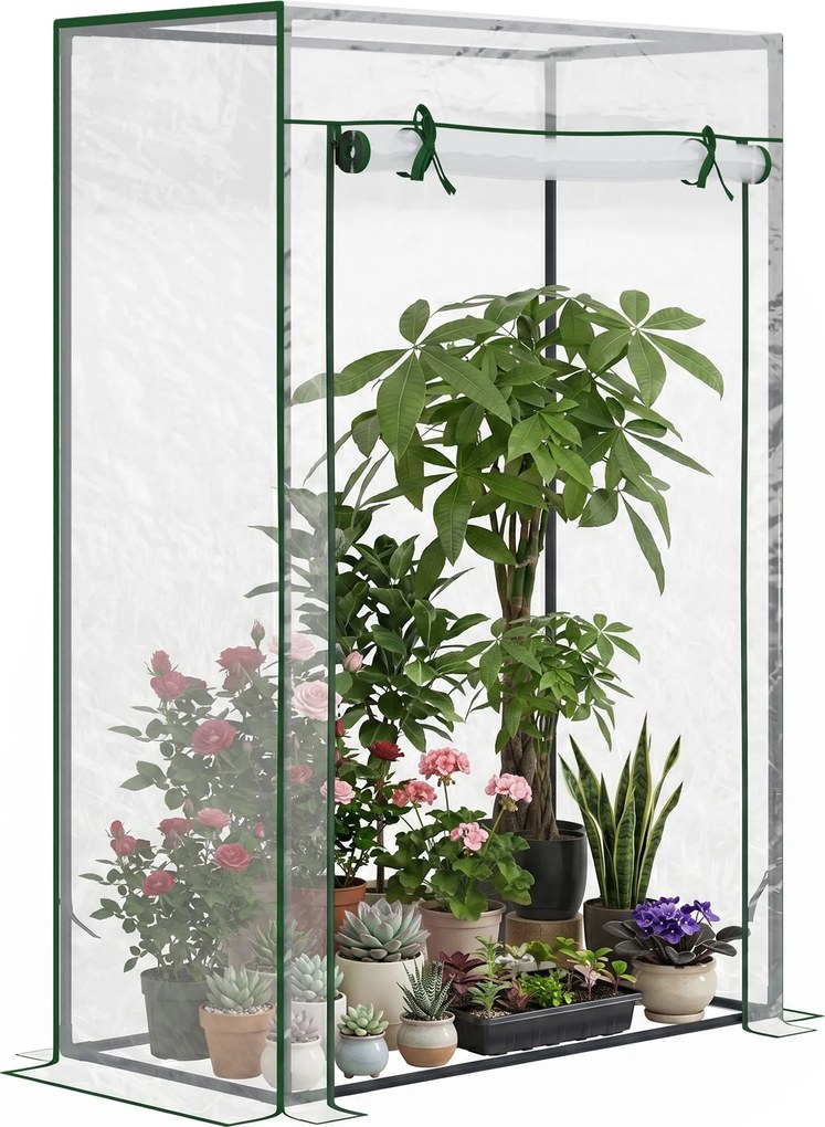 Outsunny Seră pentru Balcon cu Ușă Rulabilă, 100x50x150 cm, Transparentă | Aosom Romania