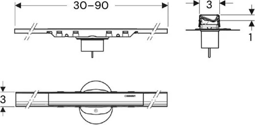 Geberit 154.446.QC.2 - rigolă de scurgere CleanLine 90 x 3 cm, antracit