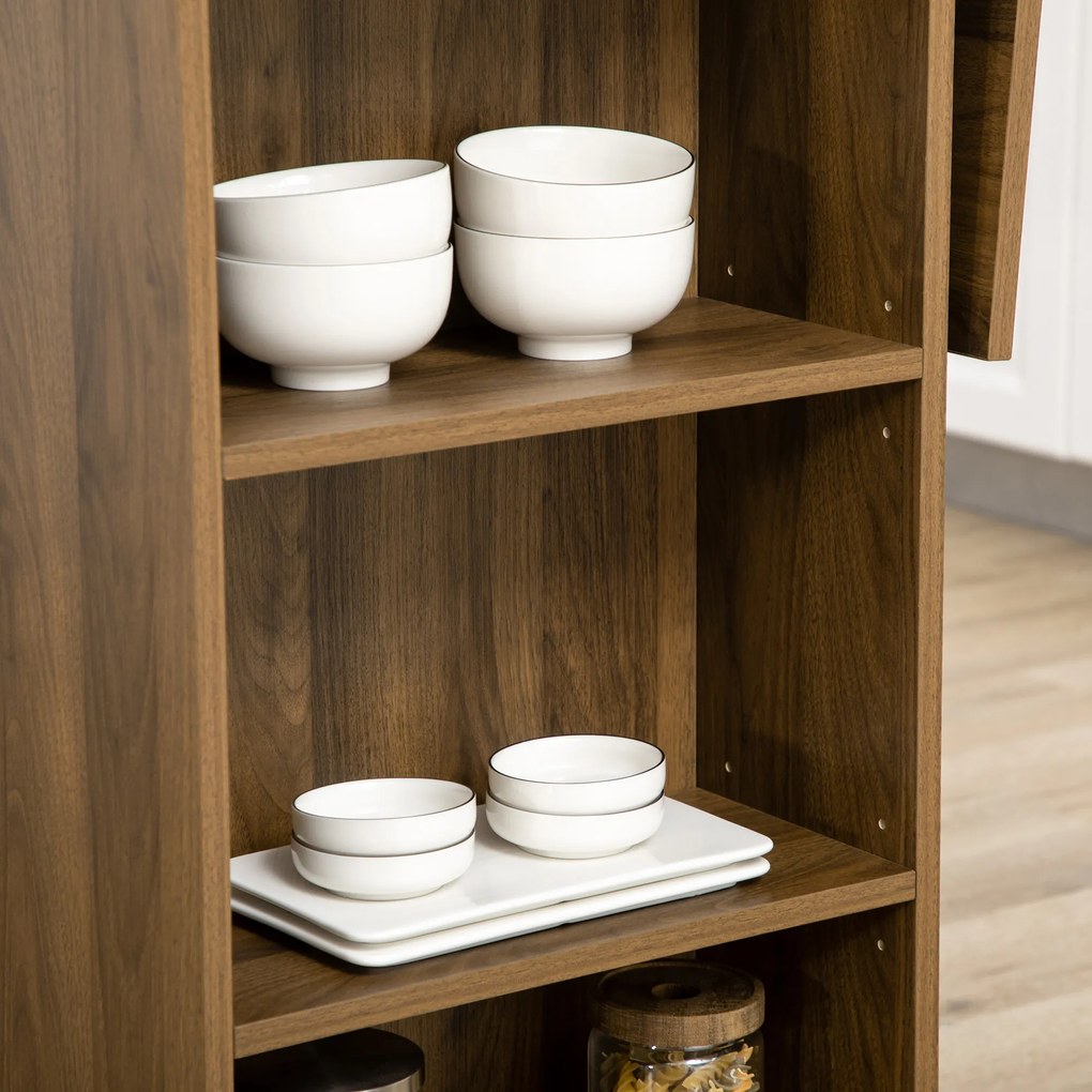 HOMCOM Insulă centrală masă bar masă laterală rabatabilă și 3 rafturi 120 x 76 x 91,4 cm marron | Aosom Romania