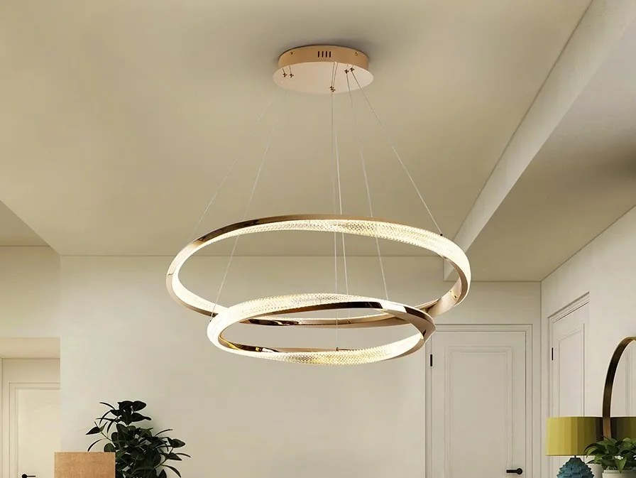 Lustra LED suspendata design circular Orbitas aurie