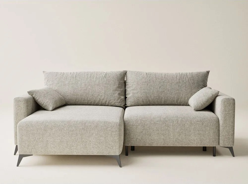 Colțar bej extensibil/cu spațiu de depozitare cu tapițerie din chenille (cu colț pe partea stângă/cu șezlong) Leon – Maison de Rêve