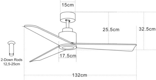 Ventilator de tavan Zambelis 19136-B + telecomandă