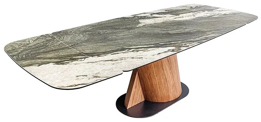 Masa extensibila ceramica gri taupe, furnir lemn de nuc ELEMENTS 180-260cm