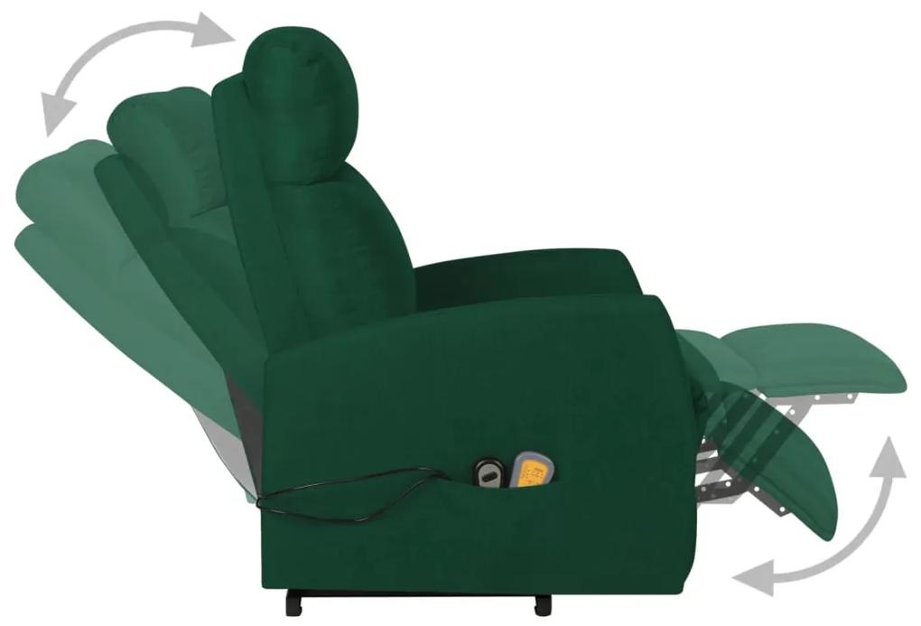 Fotoliu masaj rabatabil vertical, verde inchis, material textil 1, Morkegronn