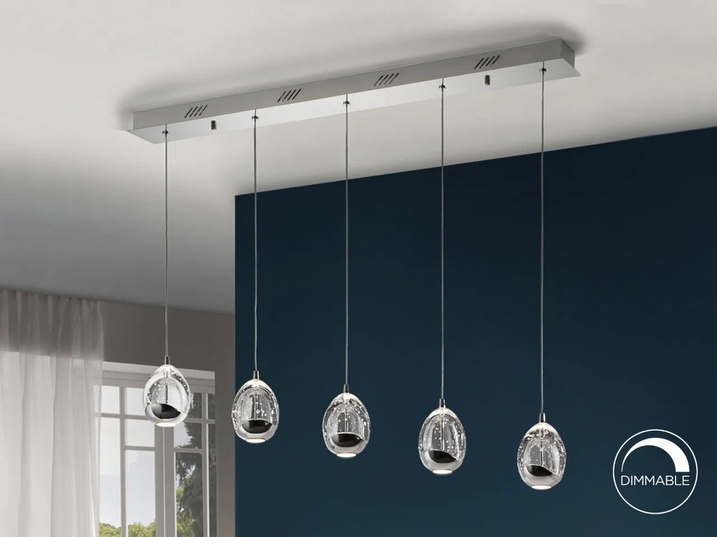 LUSTRA LED dimabila cu 5 pendule Rocio, crom SV-783618