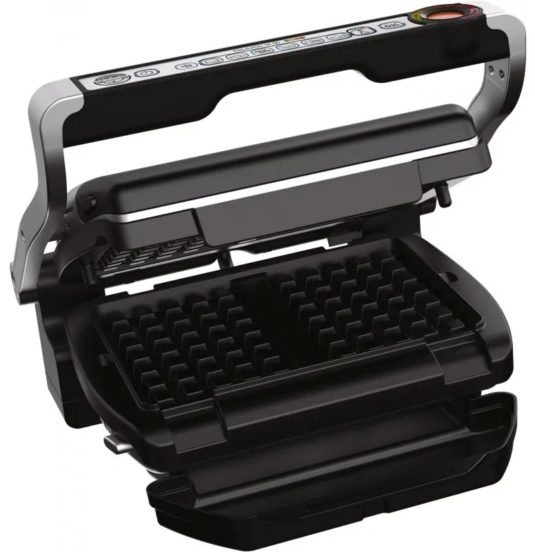 Gratar electric Tefal OptiGrill+ Waffles GC716D12, 2000W, 6 programe, Acoperire antiaderenta Teflon, Placi pentru vafe, Control temperatura, Max 275°C, Inox