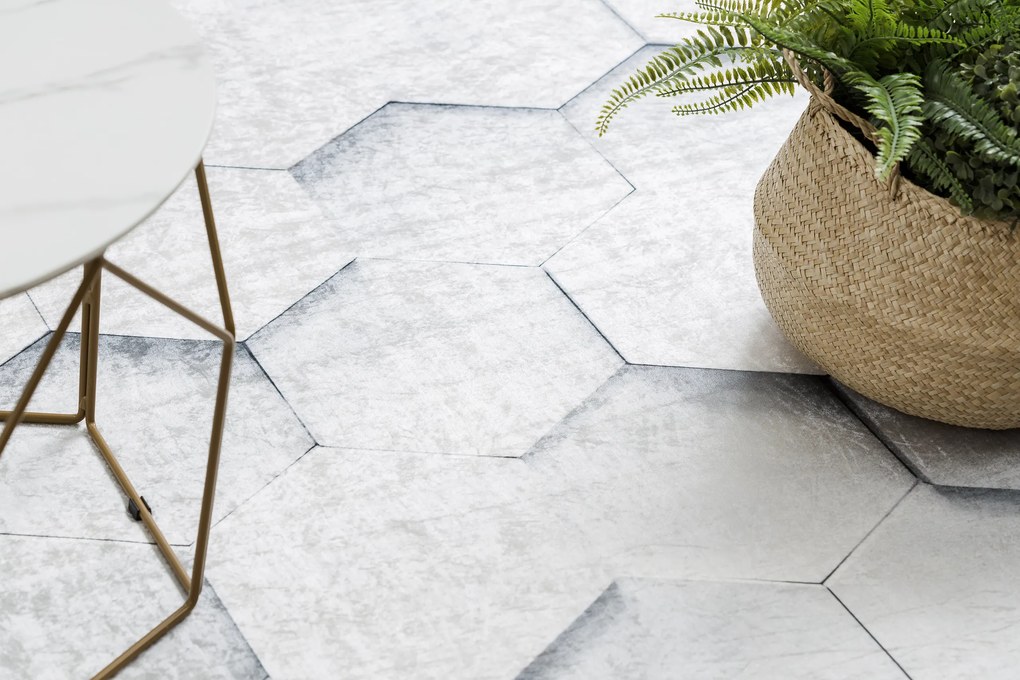 ANDRE 1180 covor lavabil Fagure, hexagon 3D anti-alunecare - gri - SECUNDAR-COTATI PRODUSUL