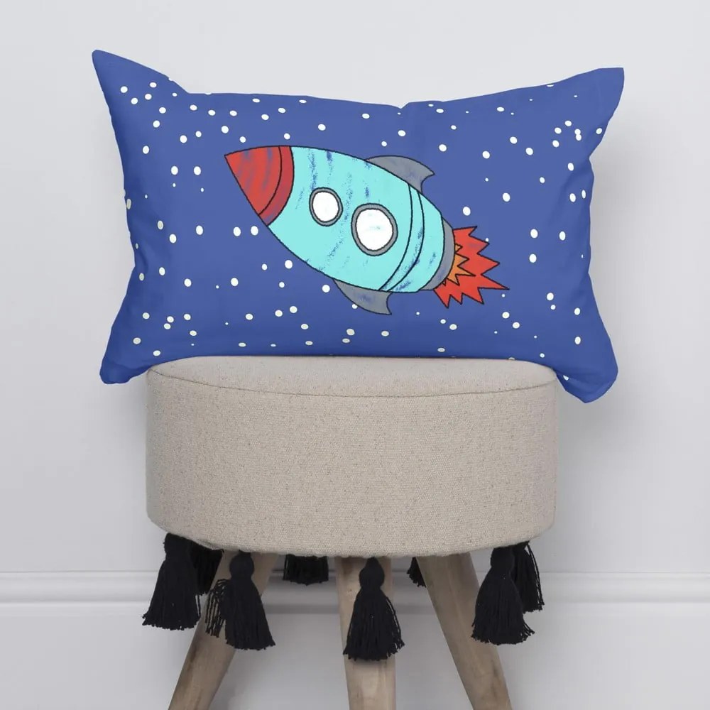 Față de pernă din bumbac cu 2 fețe Space Rocket, 50 x 30 cm