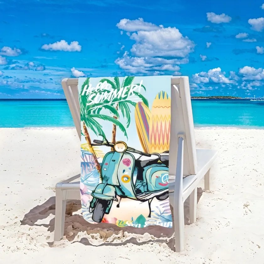 Prosop plaja SEA AND FUN 100x180 cm colorat, 100% microfibra