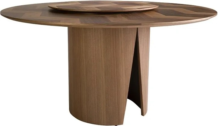 Masa rotunda cu blat central pivotant design LUX Walnut 150cm