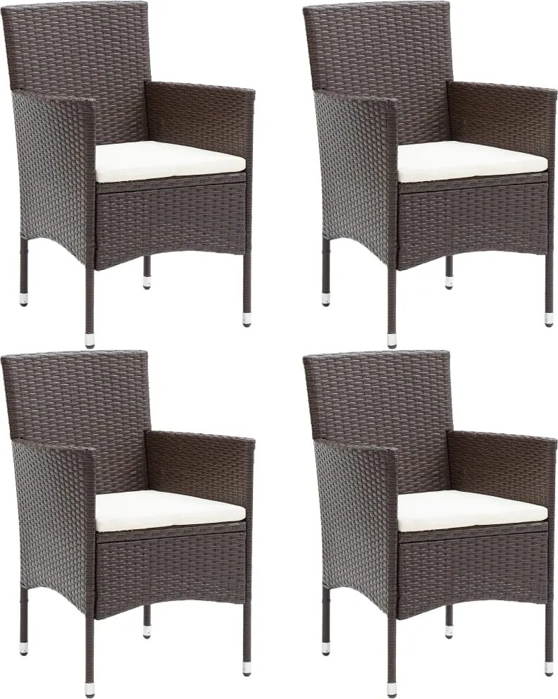 vidaXL Scaune de masă pentru grădină, 4 buc., maro, poliratan