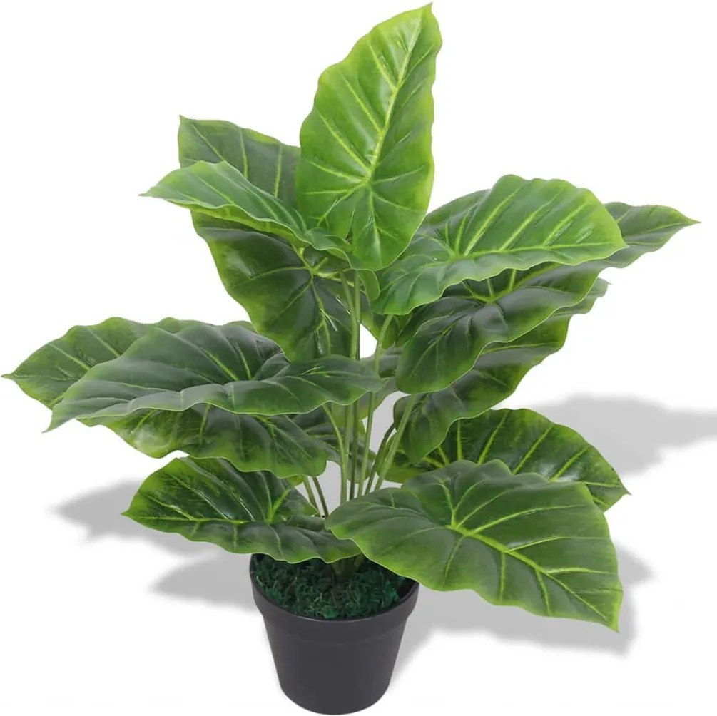 vidaXL Plantă artificială Taro cu ghiveci, 45 cm, verde