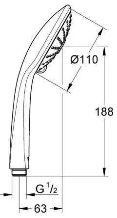 GROHE 27221000 - Duș de mână TEMPESTA COSMOPOLITAN 100, 3 jeturi, crom lucios