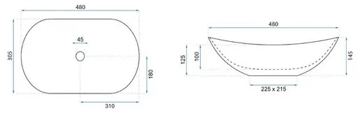 Lavoar pe blat Rea Royal Mini oval finisaj alb lucios 48 cm