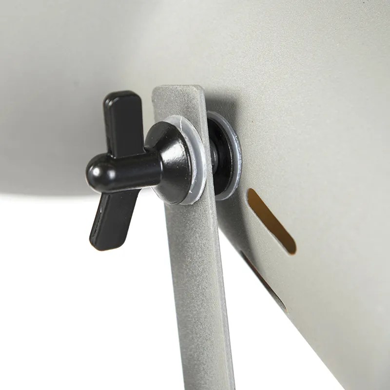 Lampă de podea industrială pe trepied din lemn cu abajur gri - Laos