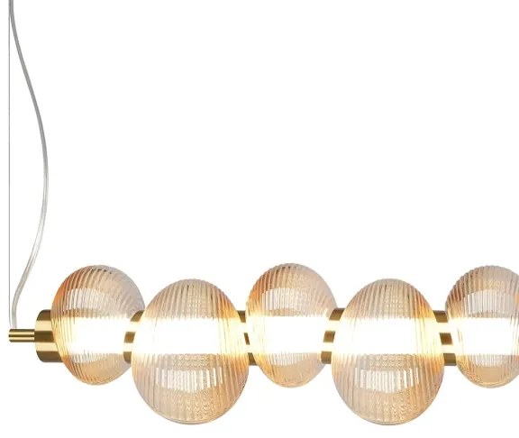 Lustră LED pe cablu BOLLA, 32W/230V, auriu/bej fumuriu