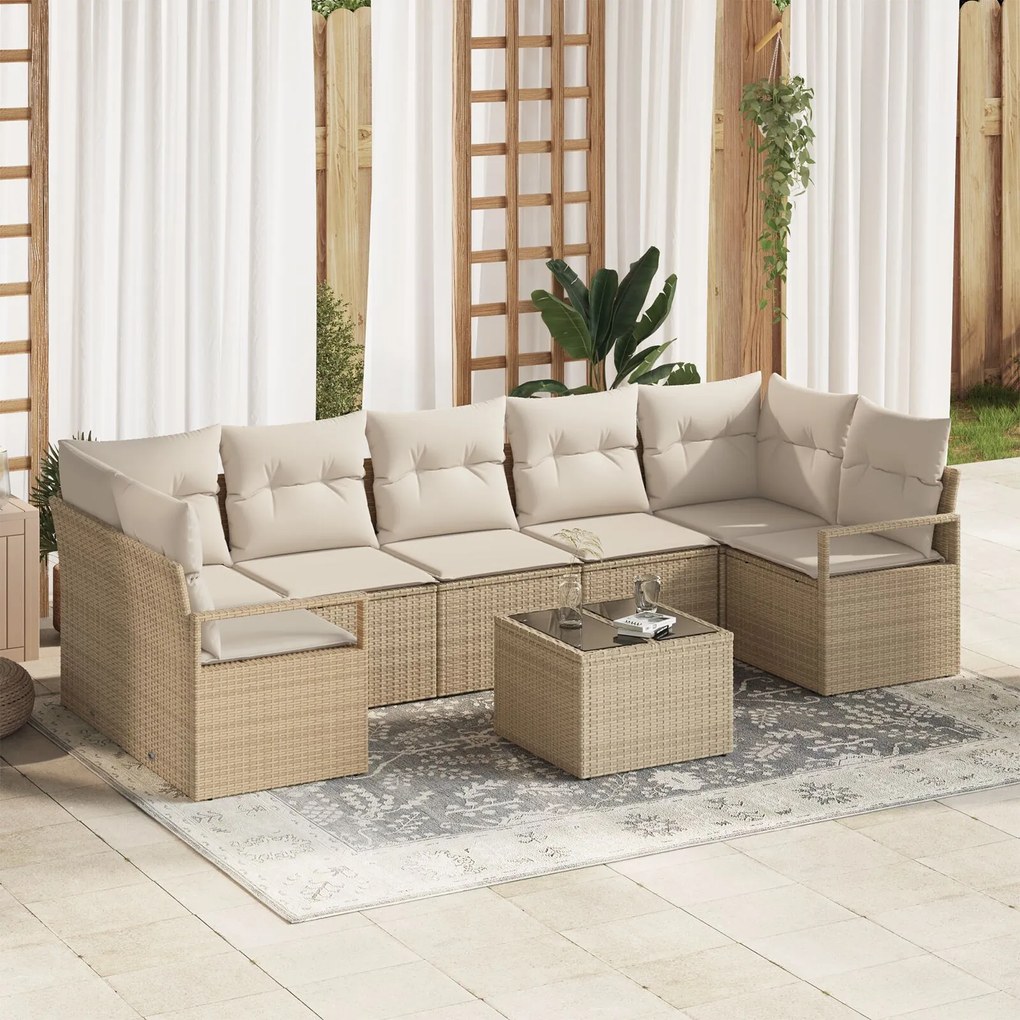 vidaXL Set de canapele pentru grădină 8 pcs Bej și crem