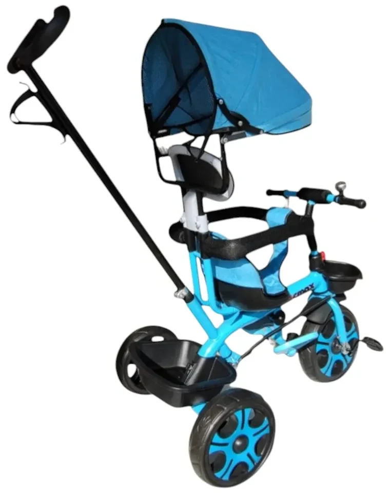 Tricicleta cu copertina detasabila NOVOKIDS™ My first Trike, Roti din spuma cauciucata, Maner de ghidaj pentru parinti, Cadru metalic, Dimensiuni
