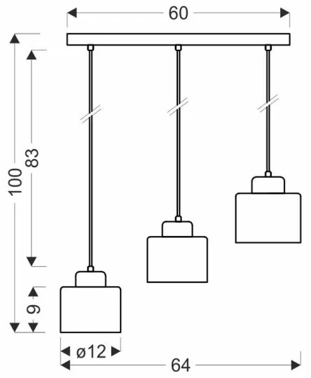 Lustră pe cablu OLENA 3xE27/60W/230V neagră