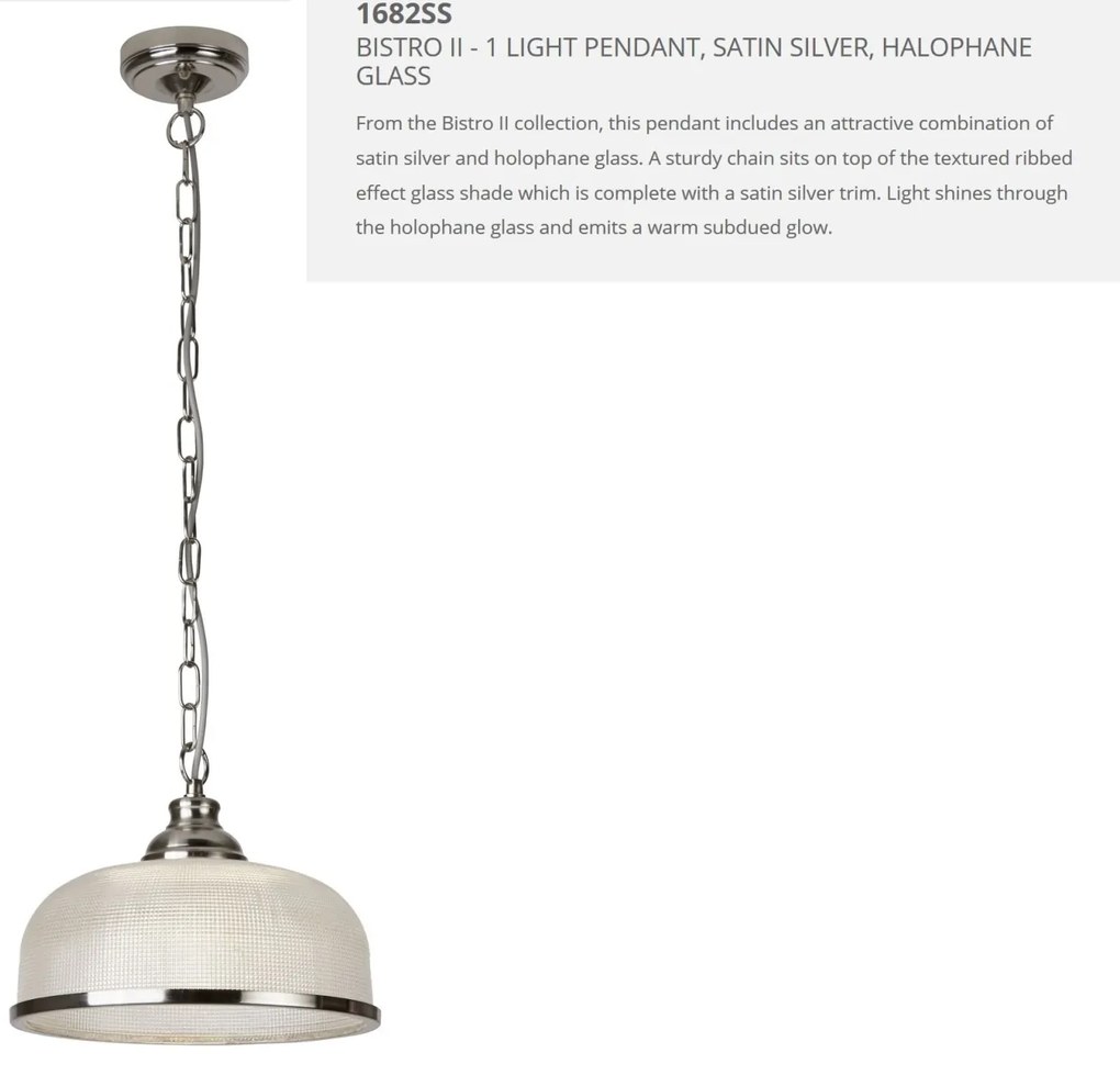 Pendul design clasic Bistro II argintiu satin 1682SS SRT