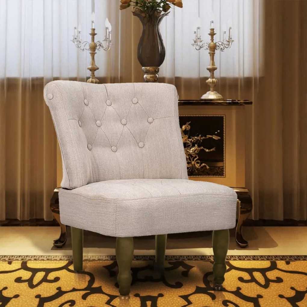 240286 vidaXL Scaun în stil franțuzesc, crem, material textil