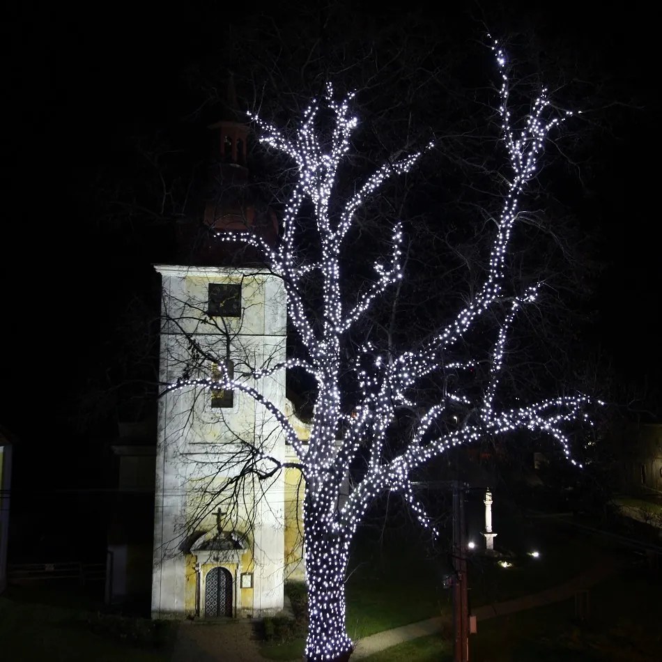 decoLED LED Ușoară lanţ - 5m, 60 rece alb LED-uri, negru cablu