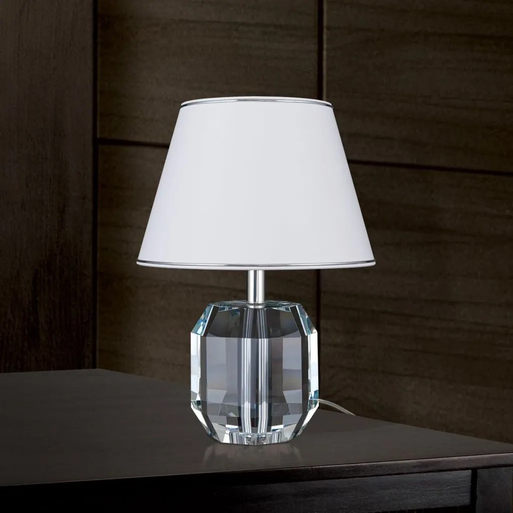 Veioza design lux cu cristal K9 ALEXIS alb/crom