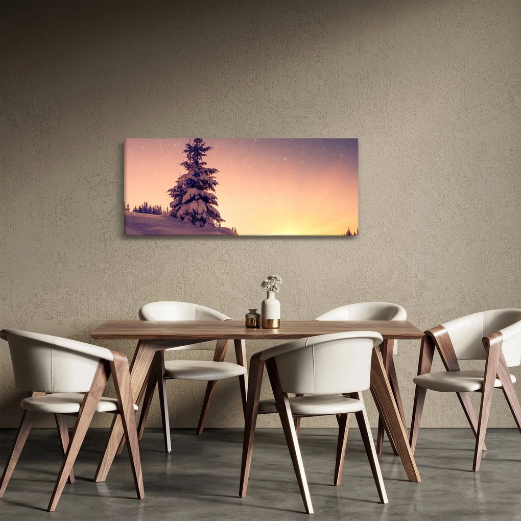 Tablou cu copac înzăpezit pe luncă (120x50 cm)