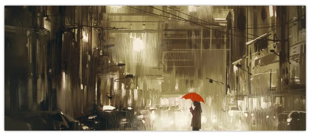 Tablou - Femeie într-o noapte ploioasă (120x50 cm)