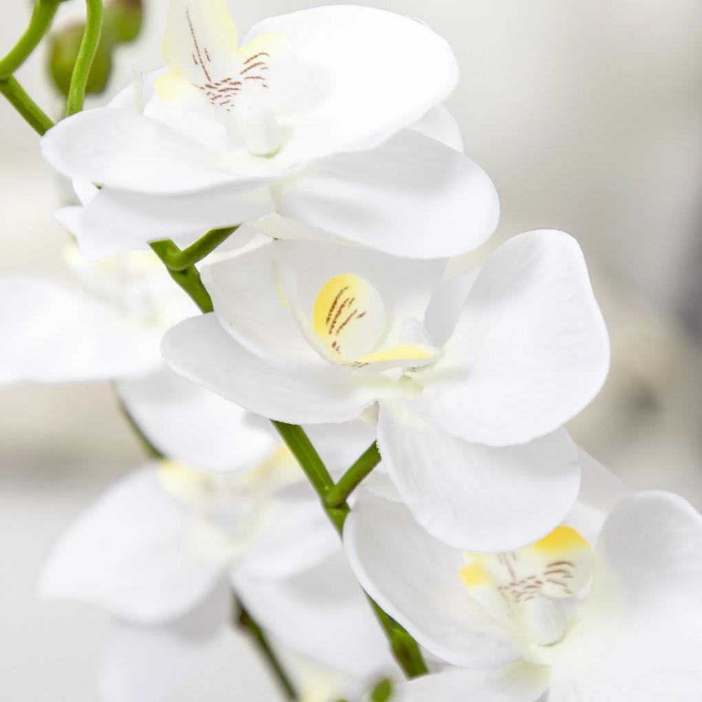 HOMOCOM Floare artificiala Orhidee in ghiveci 75 cm, Orhidee Phalaenopsis artificiala pentru decorarea casei, alb HOMCOM | Aosom RO