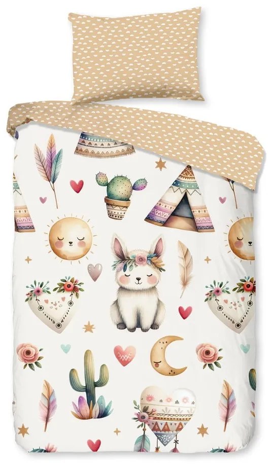 Lenjerie de pat pentru copii bej din bumbac pentru pătuț 100x135 cm Luz – Good Morning