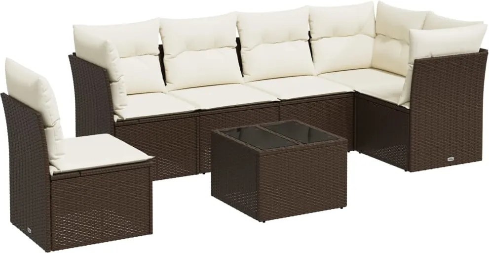 vidaXL Set canapele de grădină cu perne, 7 piese, negru, poliratan