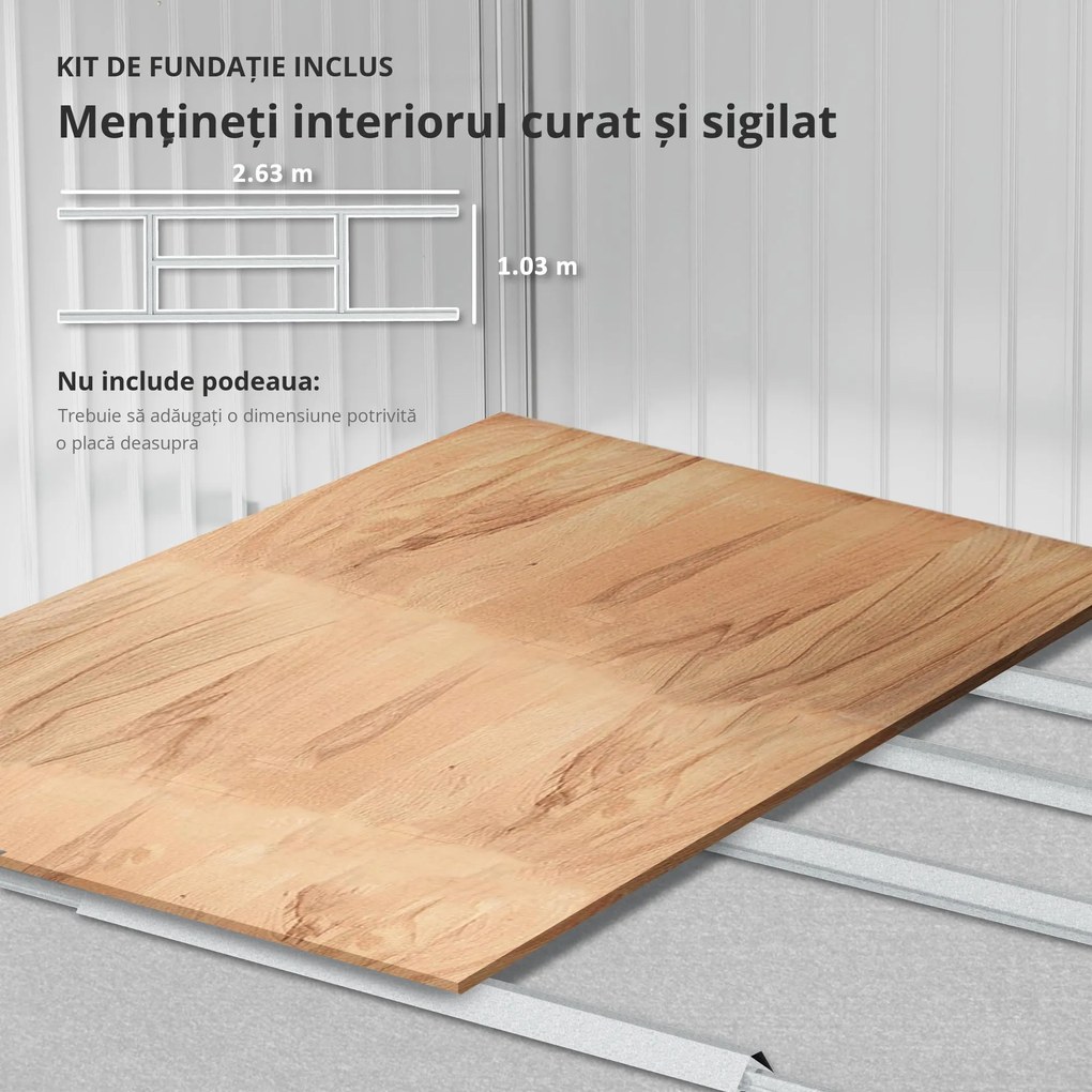 Outsunny Șopron pentru Unelte cu Acoperiș Înclinat și Uși Glisante Duble, 277x195x192 cm, Verde Închis | Aosom Romania